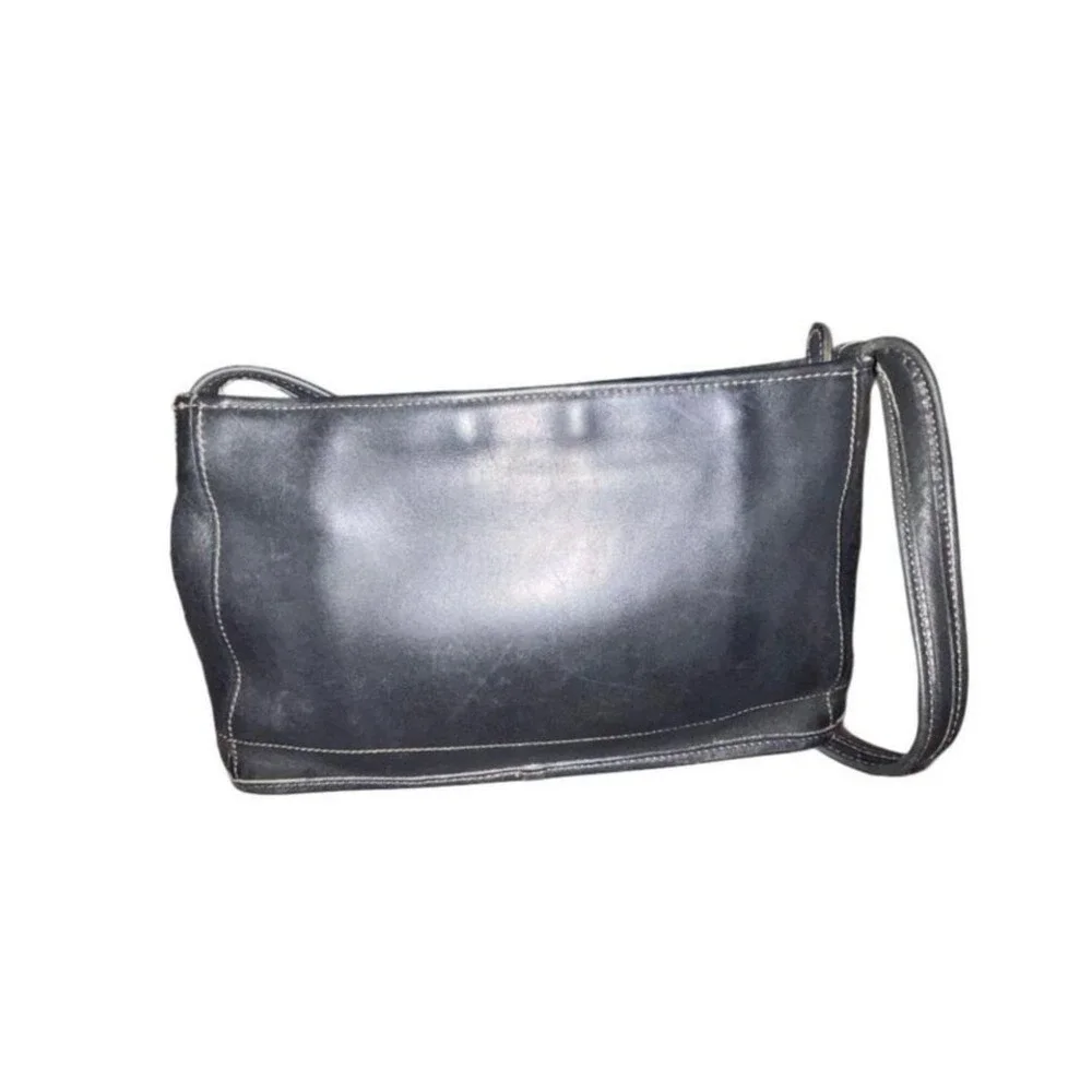 Coach Black Leather Shoulder Bag Hobo Purse Classic Style‎